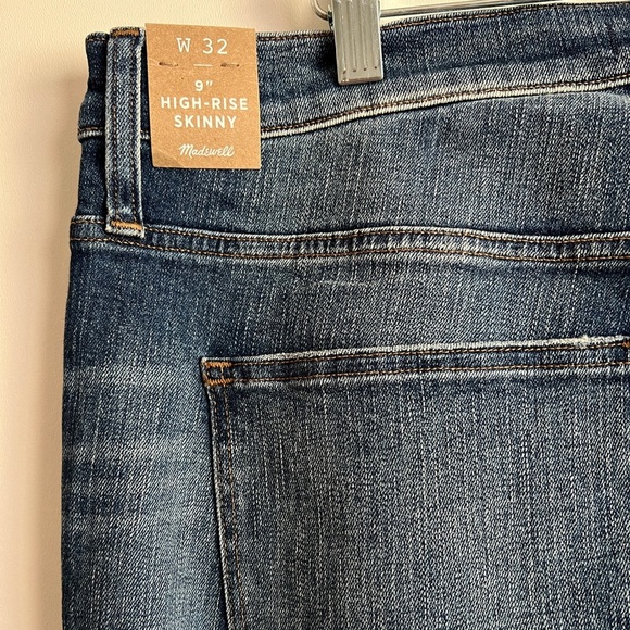 Madewell 9” High Rise  Skinny Jeans in York Wash: Rip and Repair Edition NWT - Picture 12 of 13